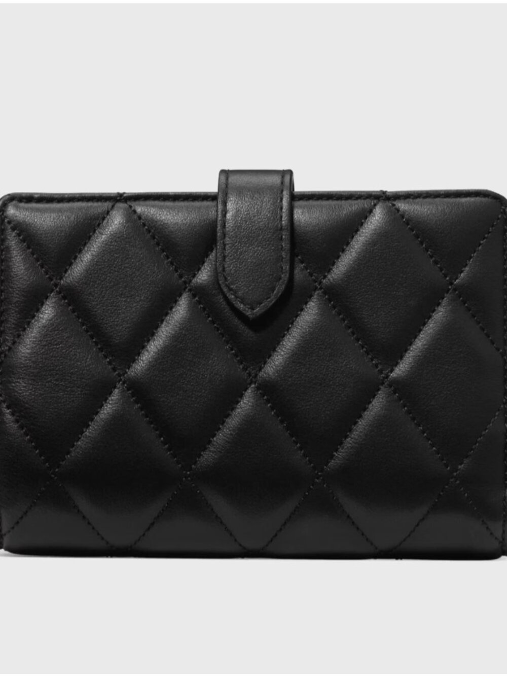 New Kate Spade Quilted Medium Bifold Wallet Smooth Leather Black - Picture 4 of 4